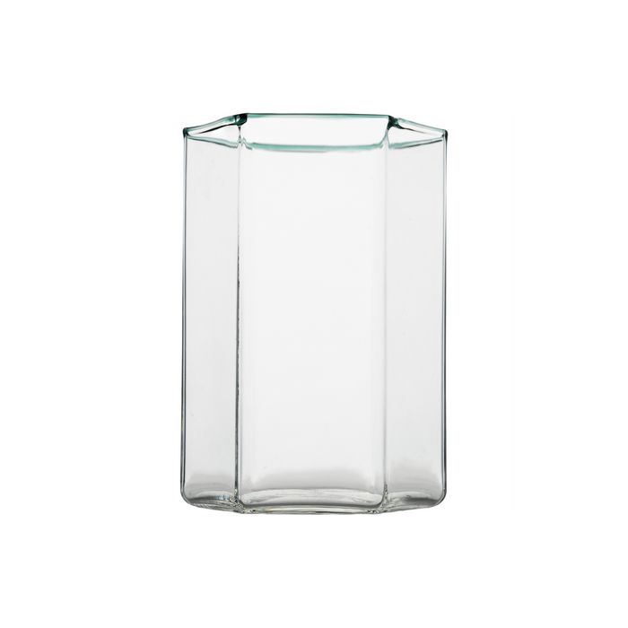 Hampton Hexagon Tumbler, Clear with Green Rim, Set of 4