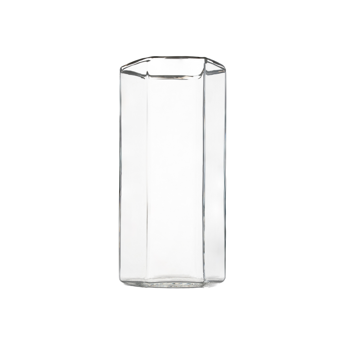Hampton Hexagon Highball, Clear with White Rim, Set of 4