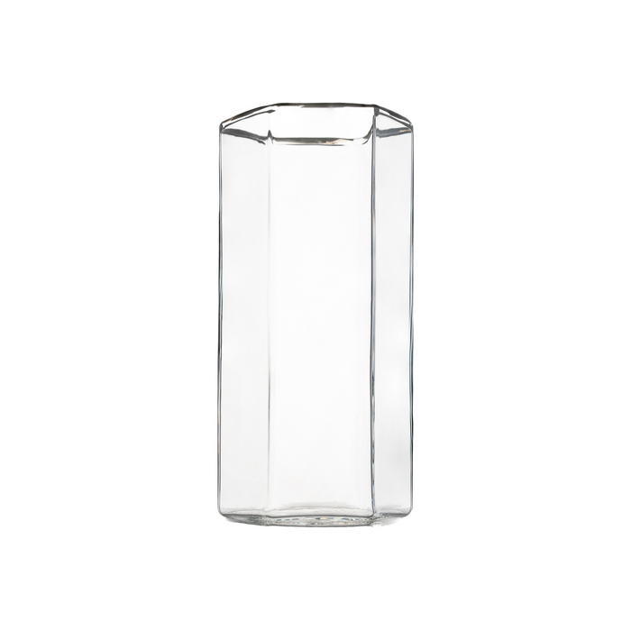 Hampton Hexagon Highball, Clear with White Rim, Set of 4