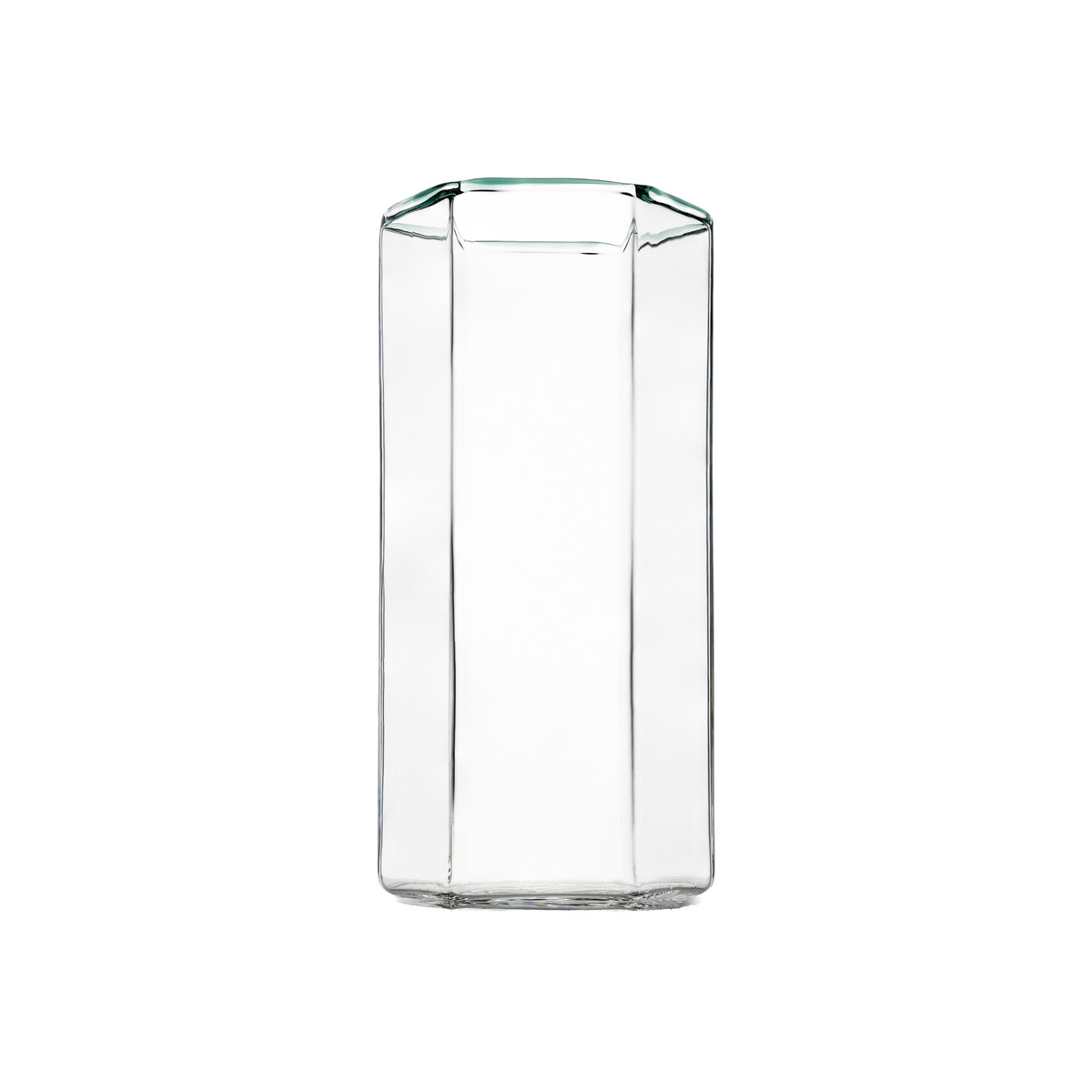 Hampton Hexagon Highball, Clear with Green Rim, Set of 4