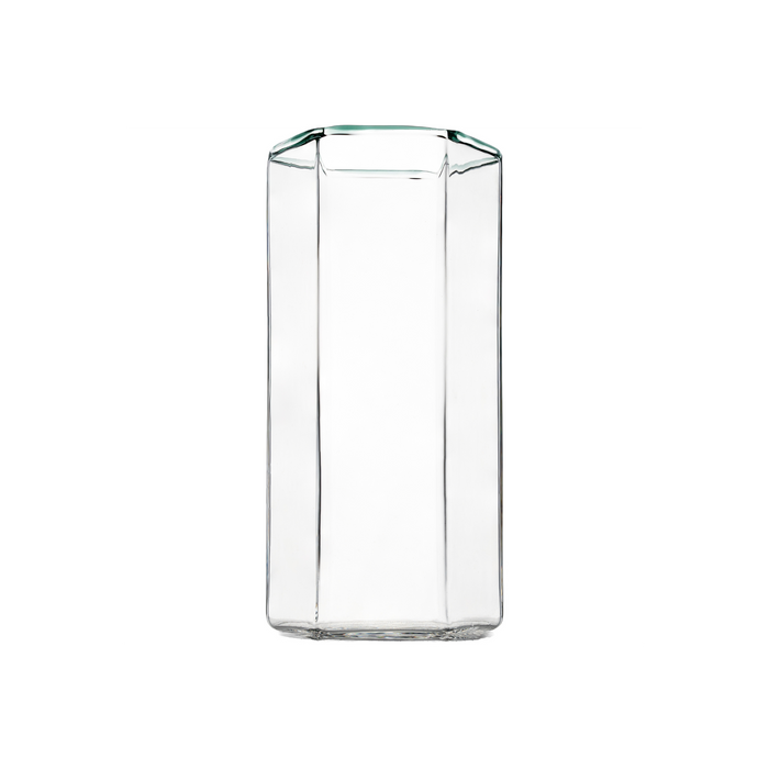 Hampton Hexagon Highball, Clear with Green Rim, Set of 4