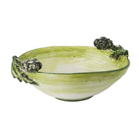 260179 Abigails Wholesale Tabletop Ceramics Bowls Gathered Garden Oval Bowl w/ Artichokes Gathered Garden