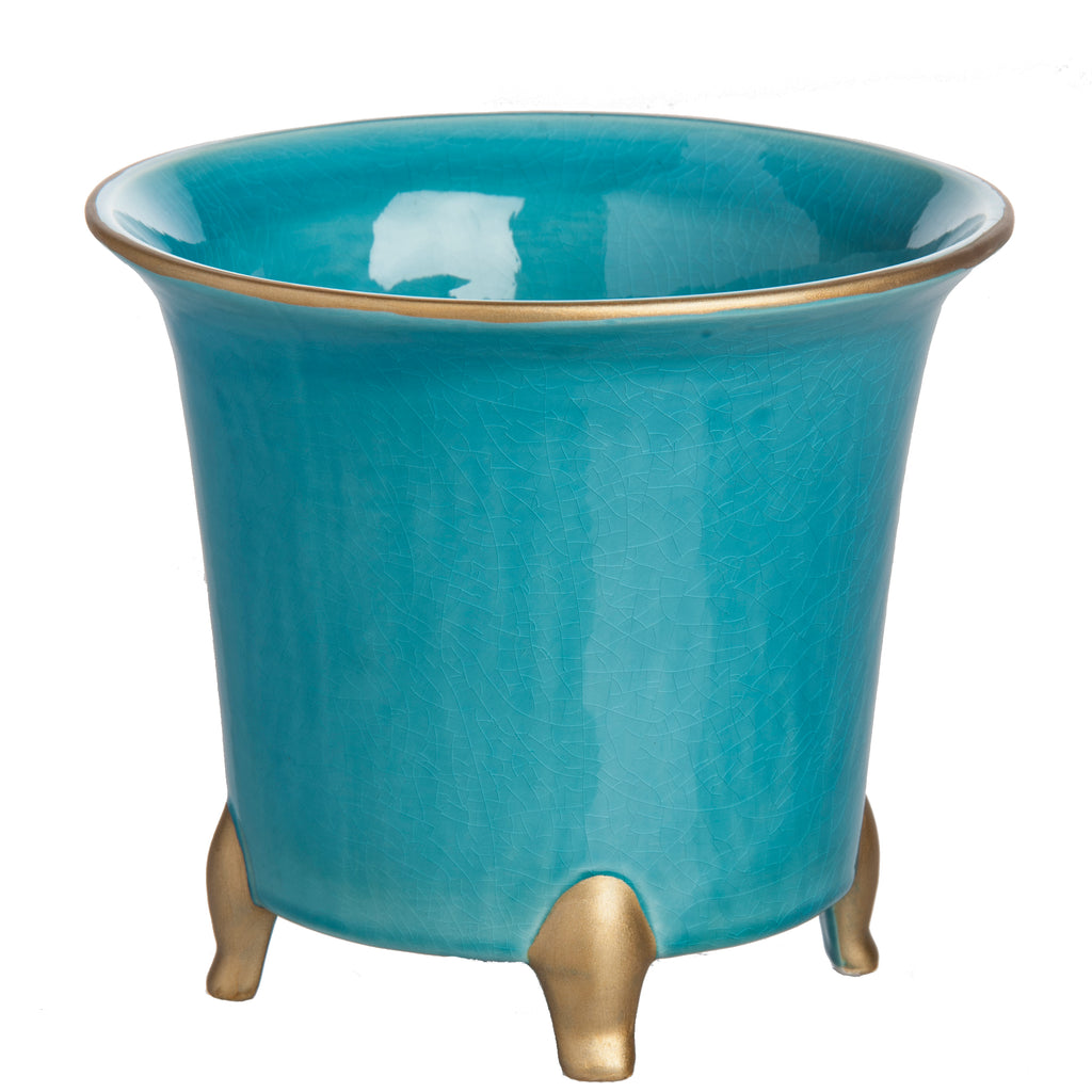 Cachepot, Turquoise with Gold, Large  Abigails