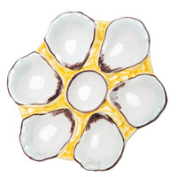 Oyster Plate, Ceramic Round, Canary Yellow, Set of 2