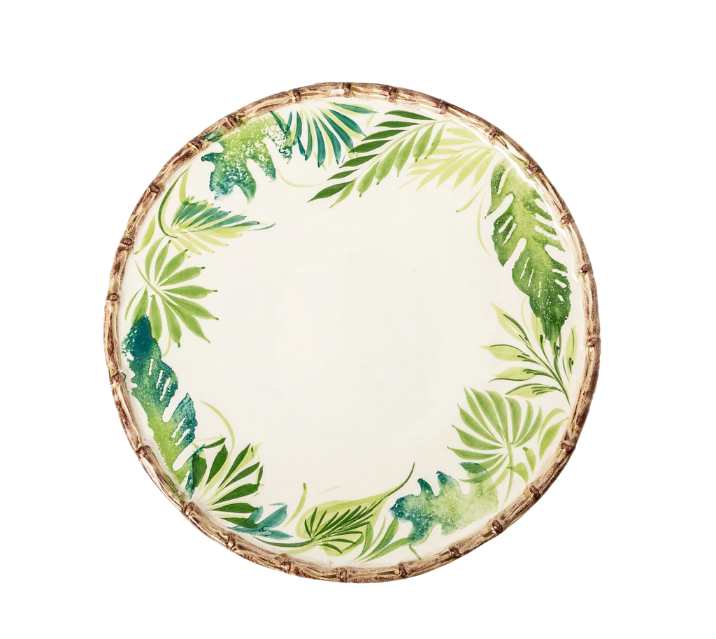 Compagnia Dinner Plate, Green Leaves w/ Bamboo, Large, Set of 4
