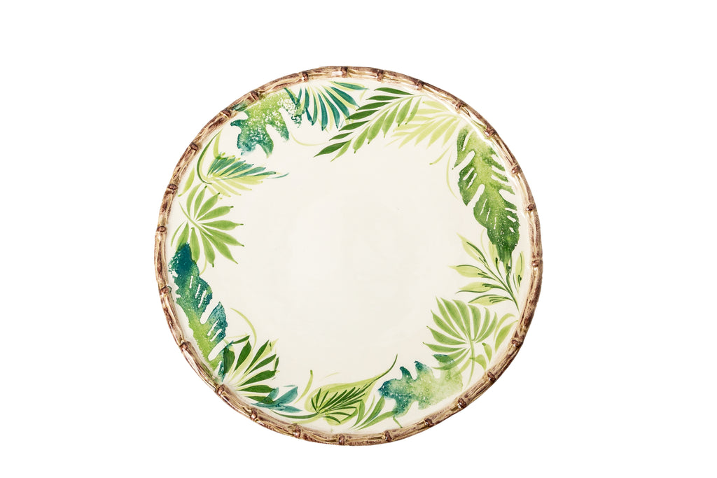 Compagnia Dinner Plate, Green Leaves w/ Bamboo, Small, Set of 4