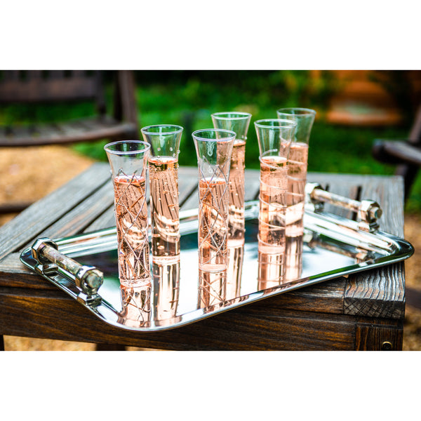 Stemmed Champagne Flute Glasses in Rose Gold-Tone Finish, Set of 6