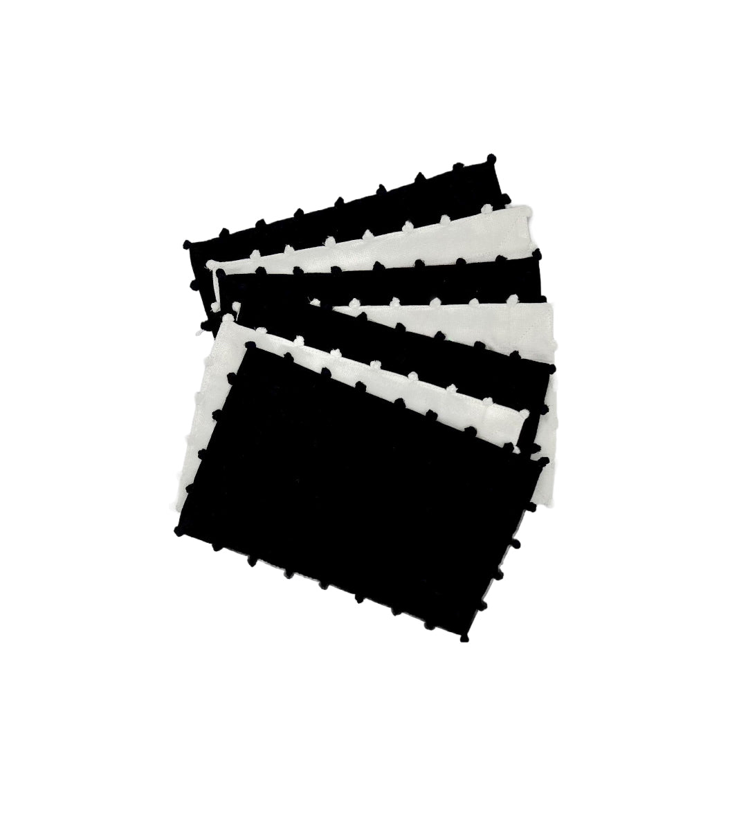 Cocktail Napkin, Black Pom-Pom, Set of 8