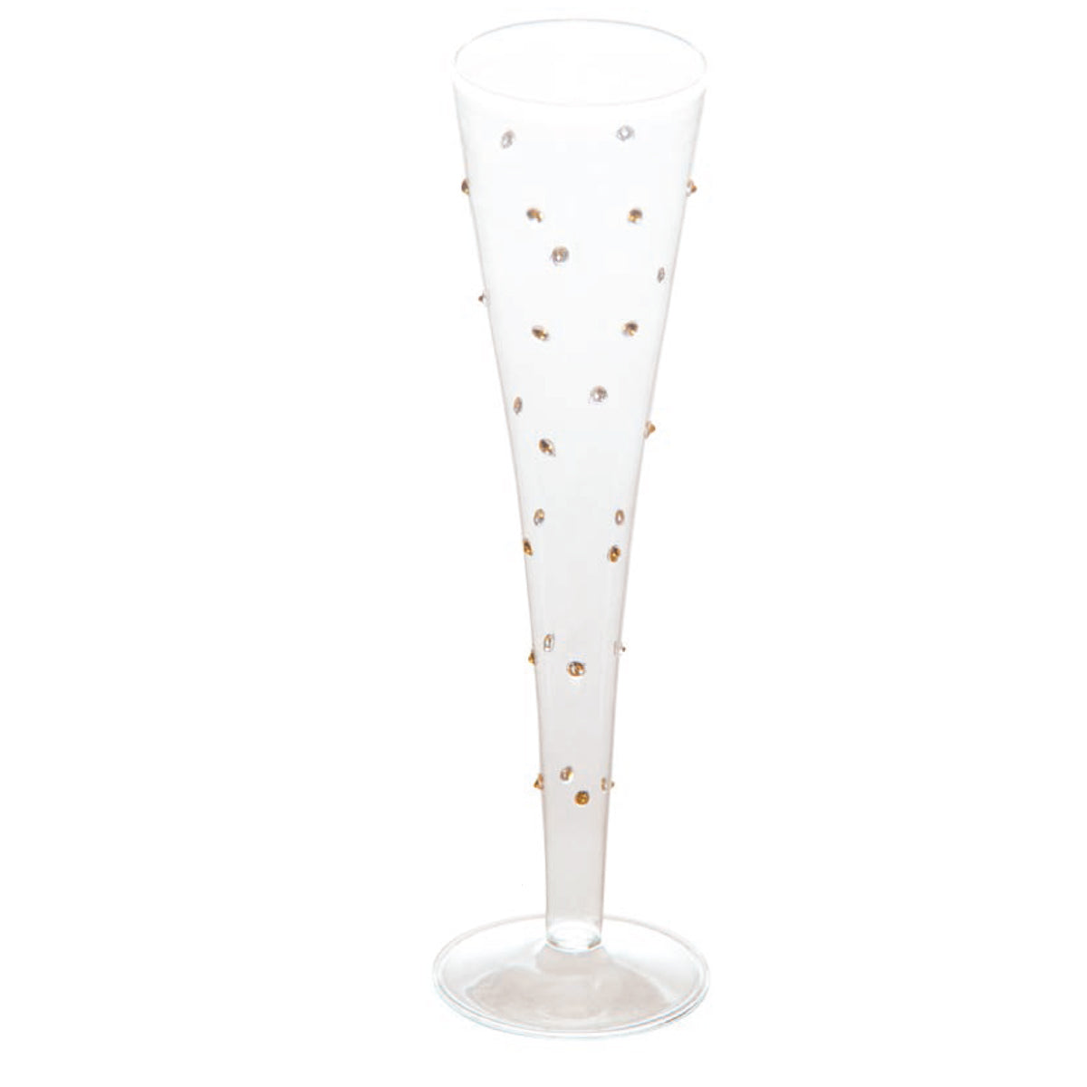Gatsby Champagne Flute, Gold Dots, Set of 4