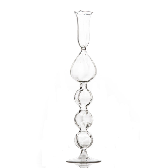 Clear Glass Candlestick with Teardrop