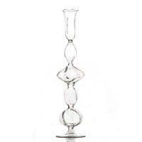 Clear Glass Candlestick with Flat Ball