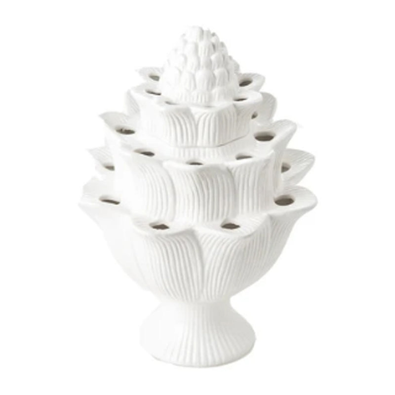 Vinci Pine Cone White Ceramic Vase