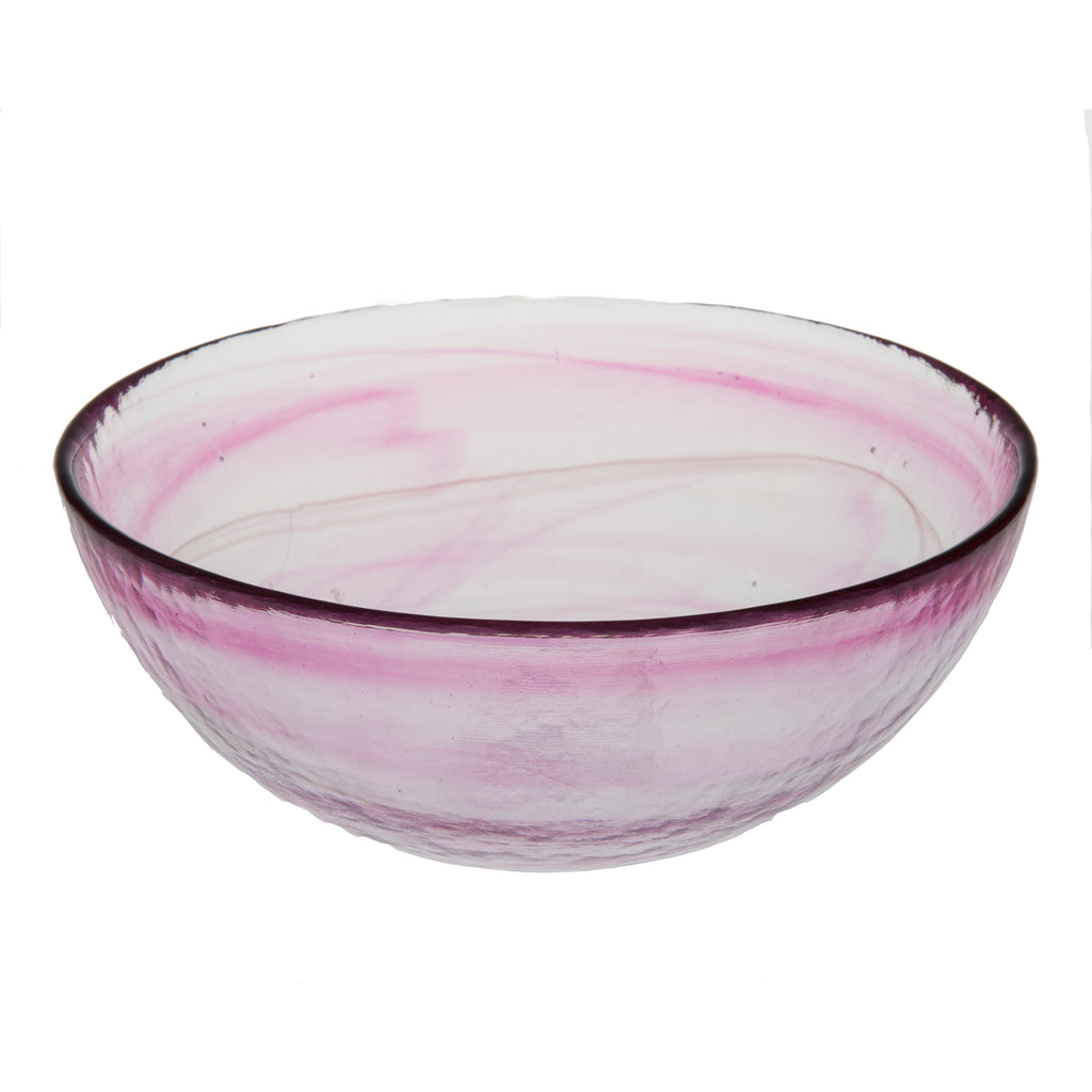 Stoneage Glass Bowl, Hot Pink Alabaster Finish, Set of 4