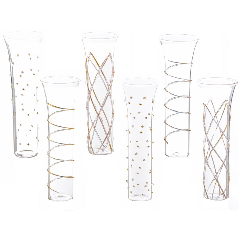 Gatsby Champagne Flute, Gold Dots, Set of 4