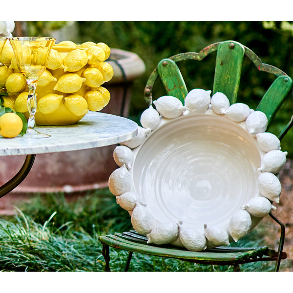 Fleur de Lis Living Crain Authentic Italian Fruit Bowl, Size: Large, White