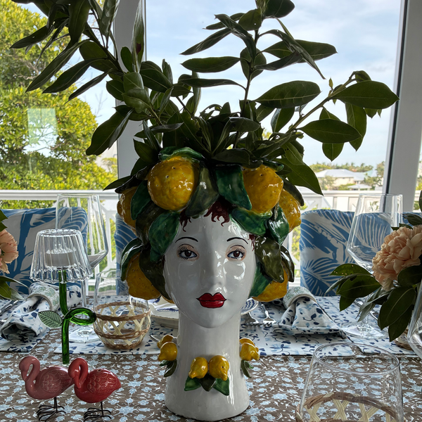 Ceramic Head Vase, Lemon Decor