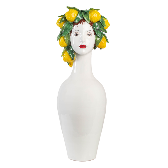 Tall Ceramic Head Vase, Lemon
