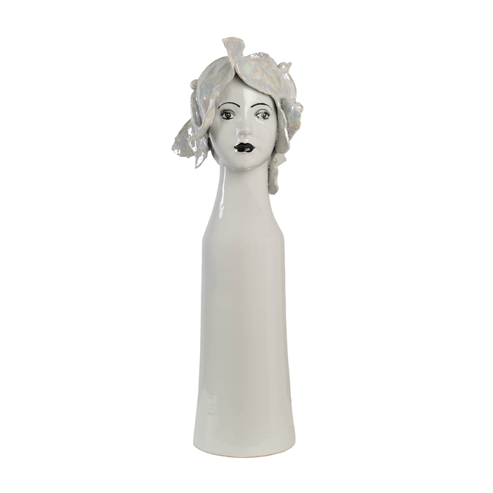 Tall Ceramic Head Vase, Butterflies