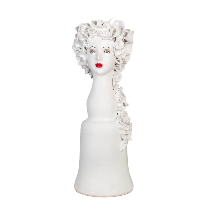 Tall Ceramic Head Vase, Flowers