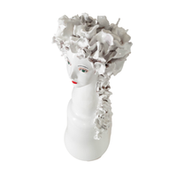 Tall Ceramic Head Vase, Flowers