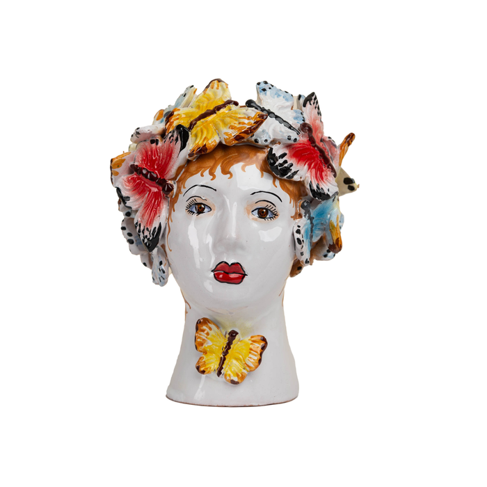 Small Ceramic Head Vase, Butterflies