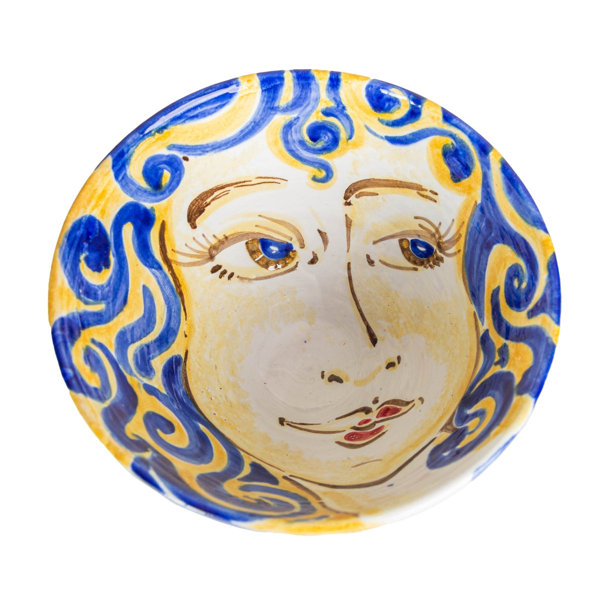 Portrait Bowl, Large, Blue/ Yellow Face