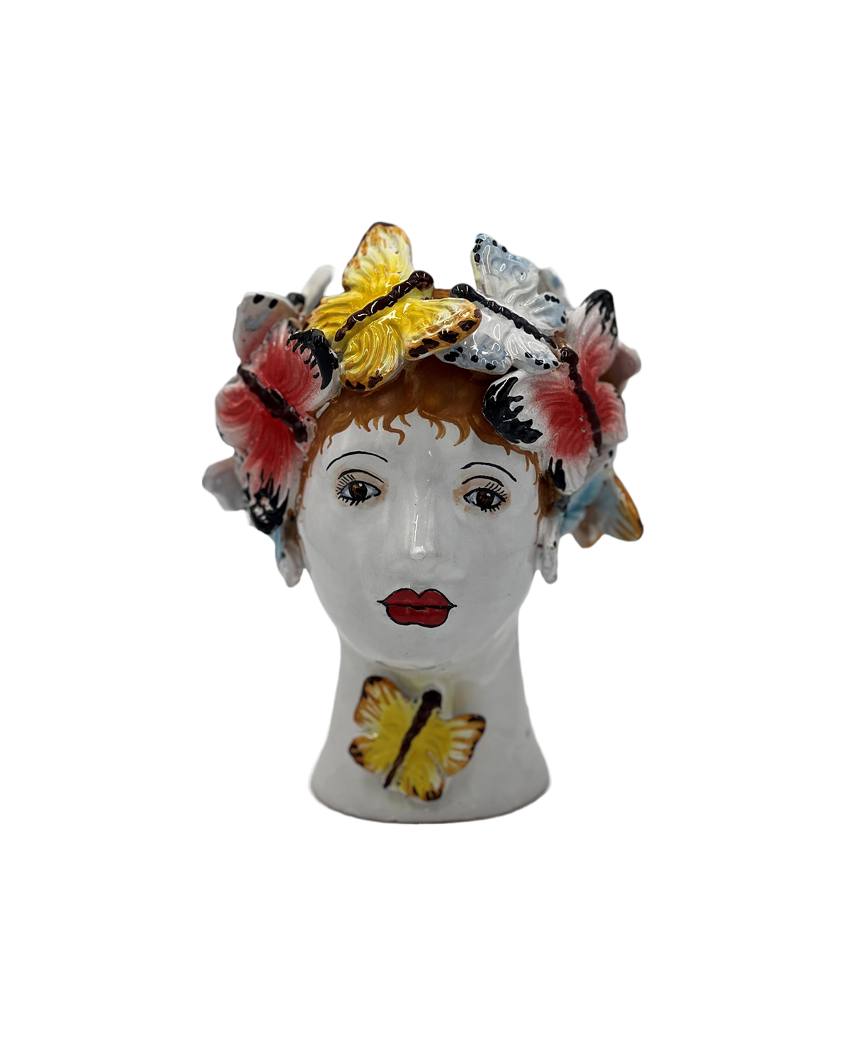 Small Ceramic Head Vase, Butterflies