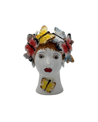 Small Ceramic Head Vase, Butterflies