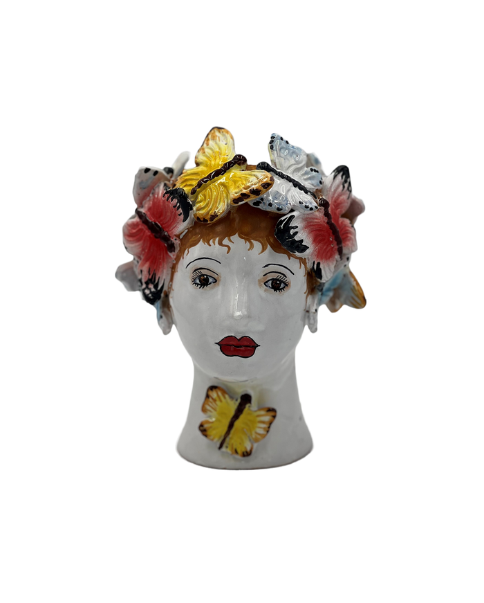 Small Ceramic Head Vase, Butterflies