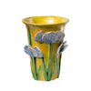 Medium Yellow Vase with Blue Flowers