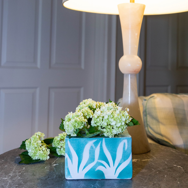 Tulipiere, Turquoise with White Flowers