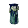 Large Blue Vase With Pink and Green Flowers