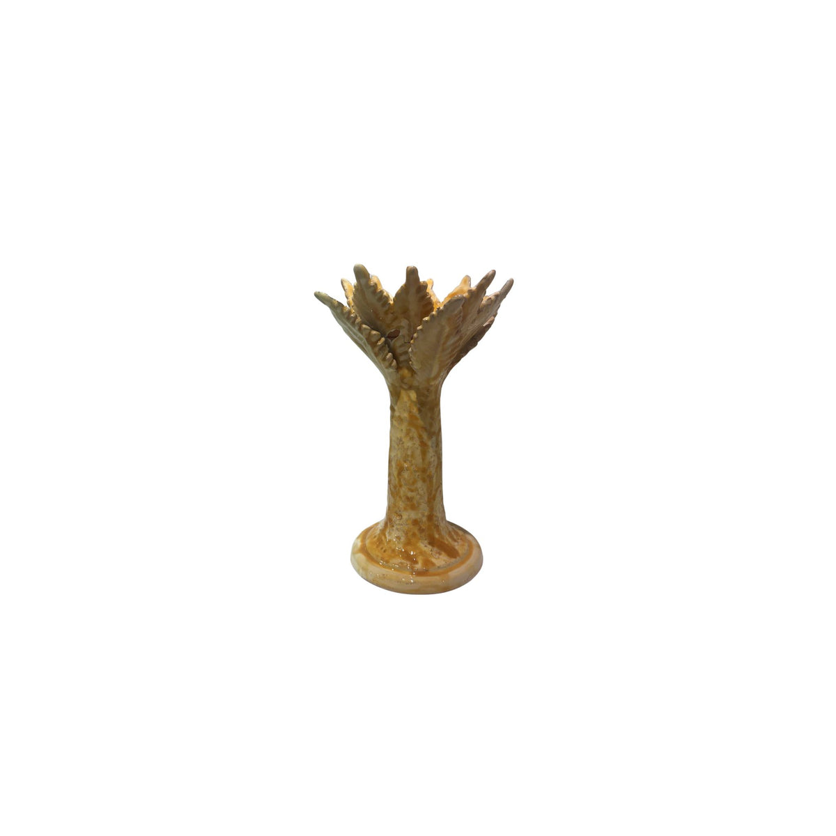 Small Palm Tree Candlestick, Amber