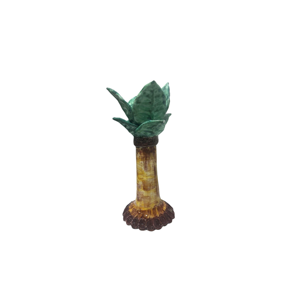Tall Palm Tree Candlestick, Green and Light Brown