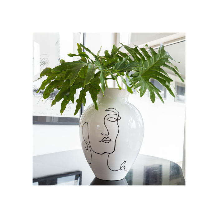 Lucia Large White Vase w/ Face