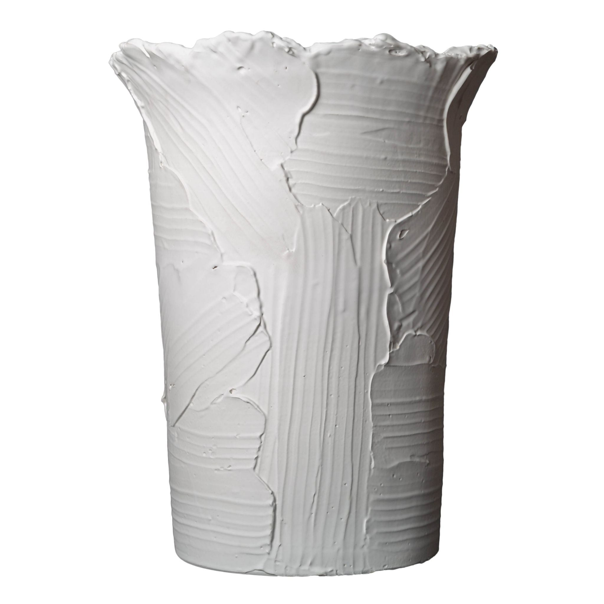 Large Matte White Textured Vase - Thumbnail 5