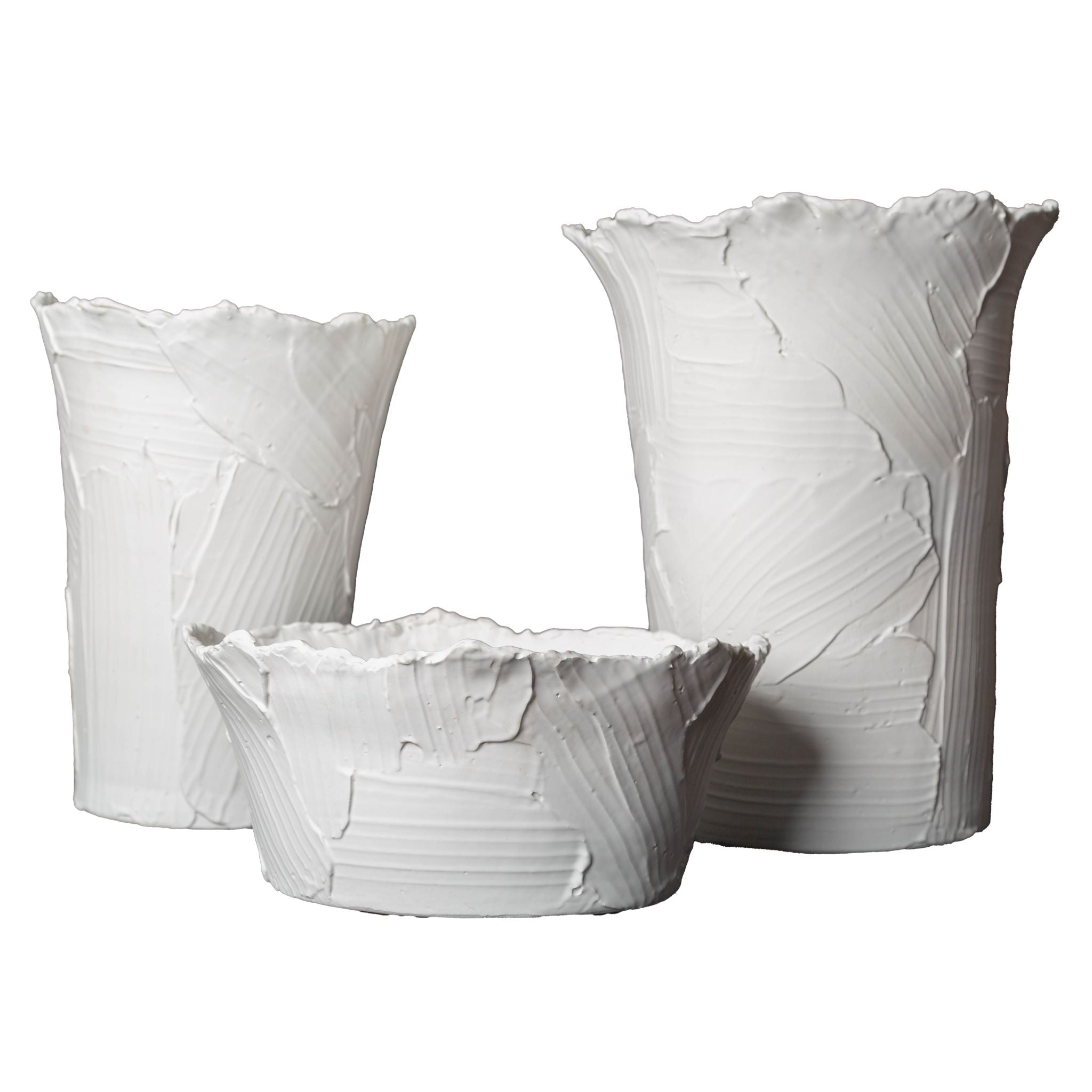 Large Matte White Textured Vase - Thumbnail 4