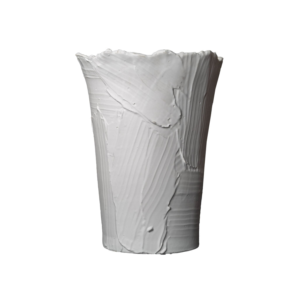 Textured Vase, Medium, Matte White