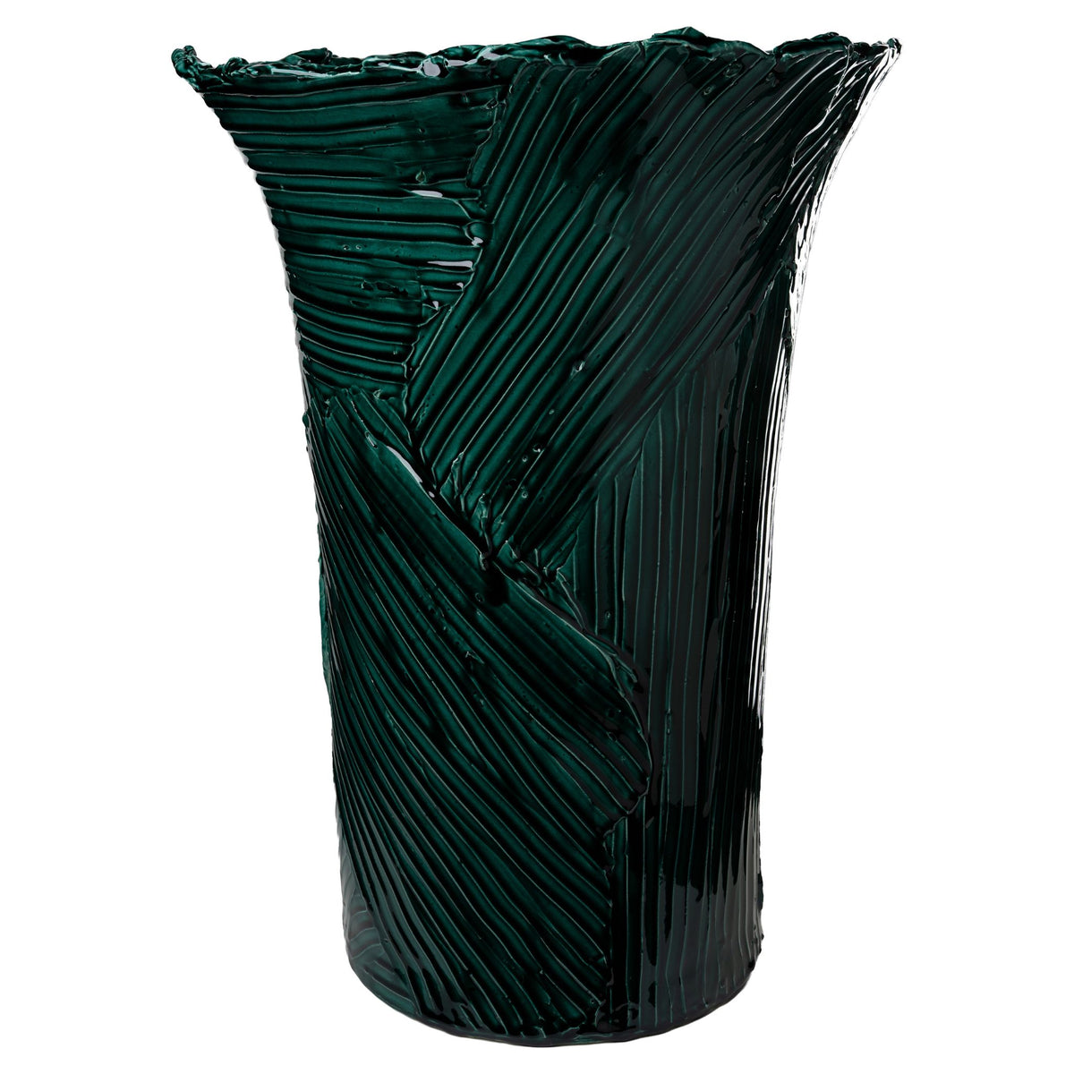 Textured  Vase, Large, Emerald Green