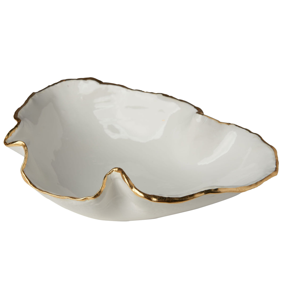 Atelier Free Form Bowl, White/Gold Trim, Small