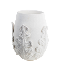 Greco Short Vase, White Leaves