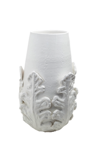 Greco Tall Vase, White Leaves