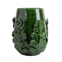 Greco Short Vase, Green Leaves