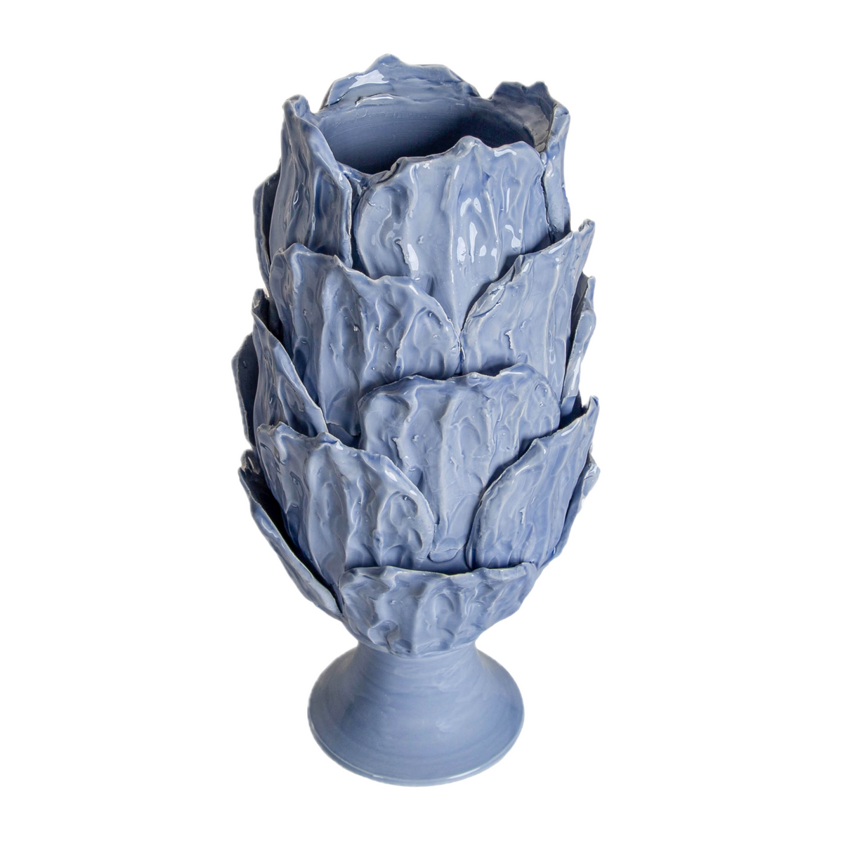 Foliage Footed Vase, Periwinkle