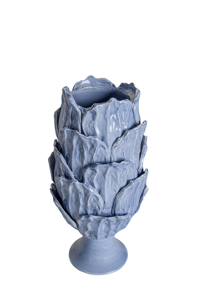 Foliage Footed Vase, Periwinkle