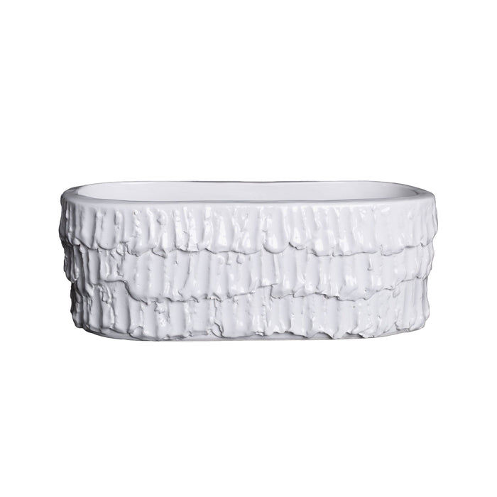 Fringe Planter, Oval, White