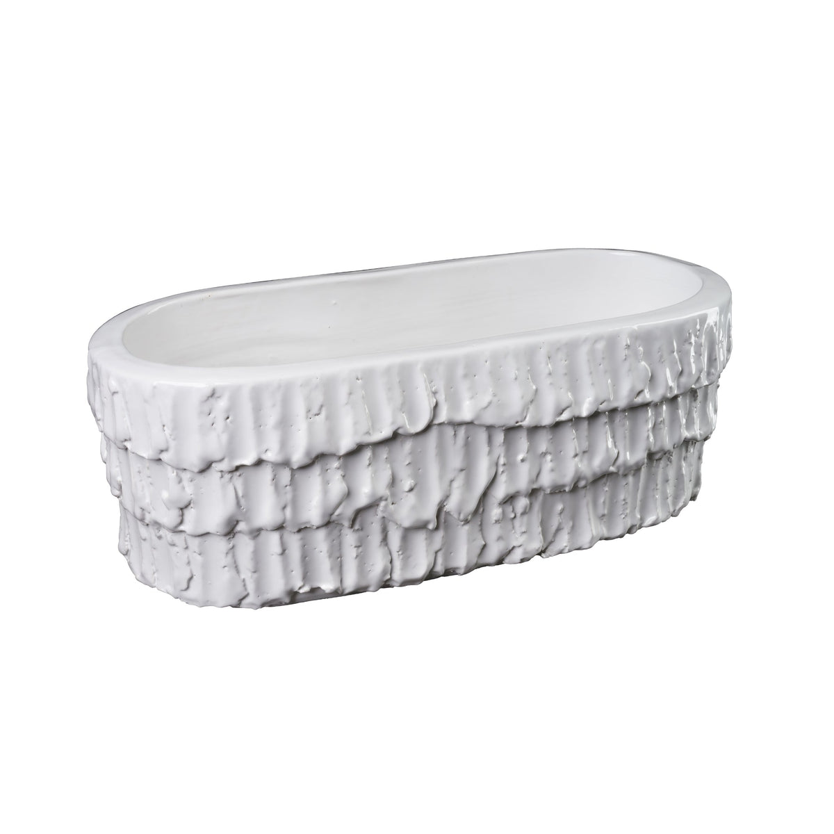 Fringe Planter, Oval, White