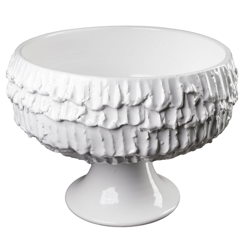 Fringe Footed Compote, White