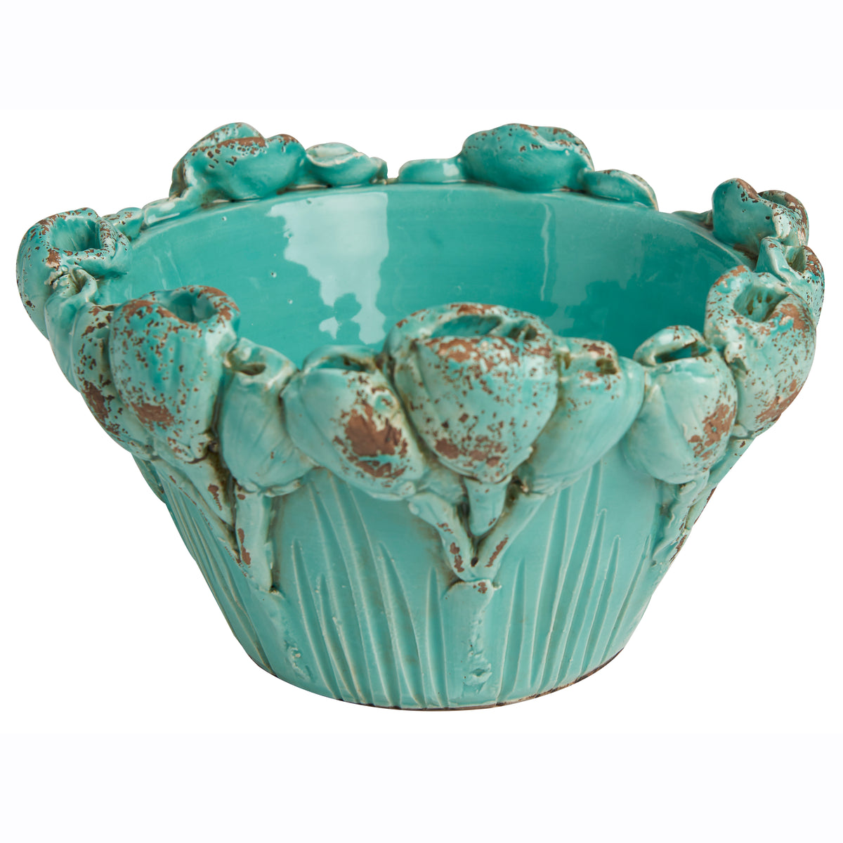 Les Fleur Sea-foam Bowl, Flowers