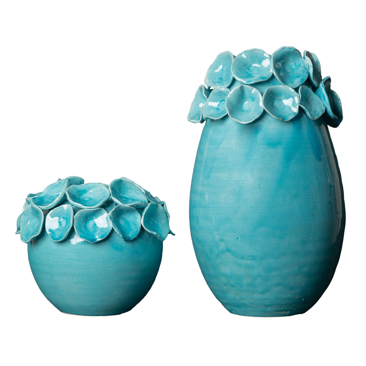 Cachepot with Petals, Turquoise